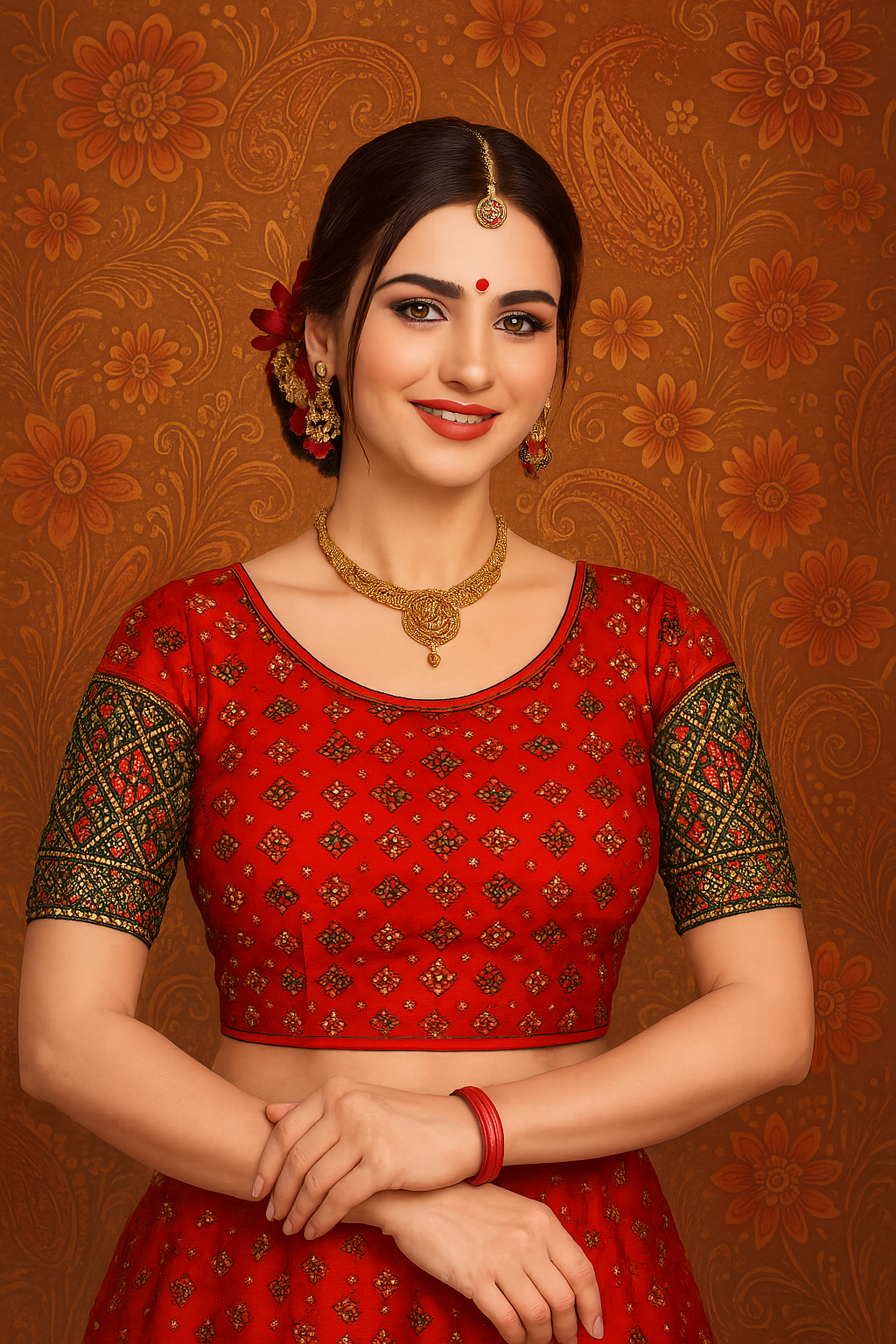 Red Embroidered Blouse