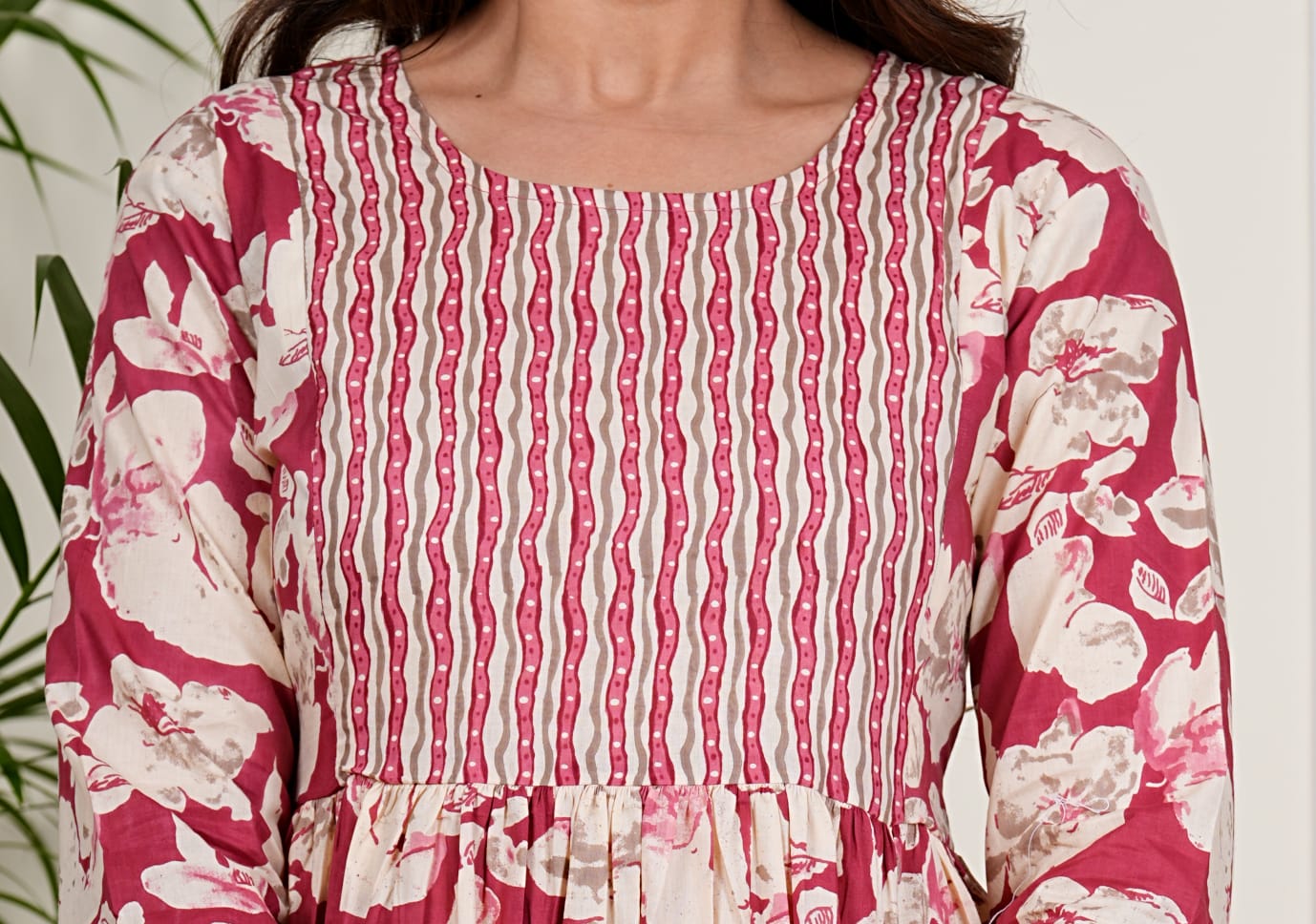 Elegant Maroon Printed Cotton Anarkali Kurti preview